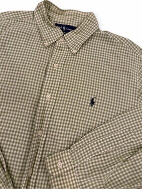 Ralph Lauren Classic Fit Button Down Green White Gingham Pony Shirt L